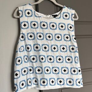 Ann Taylor Blue and White Patterned Women's Top